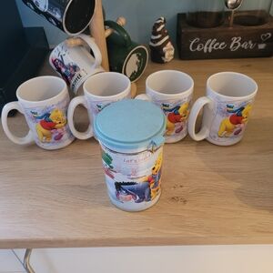 Disney Winnie the Pooh Mug Set with Blue Lid Container